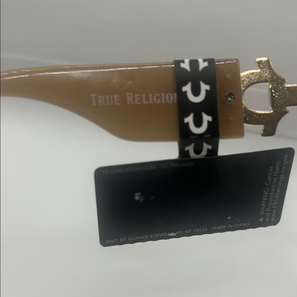 True Religion Beige/Gold Frame Sunglasses with Blue Gradient Lenses - Picture 6 of 9
